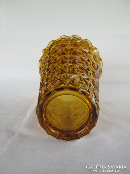 Retro borostyánszínű vastag üveg váza