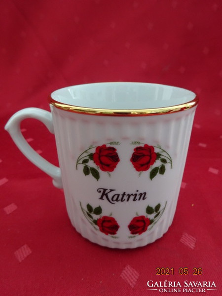 Csehszlovák porcelán pohár, rózsa mintával, magassága 8,5 cm. Vanneki!