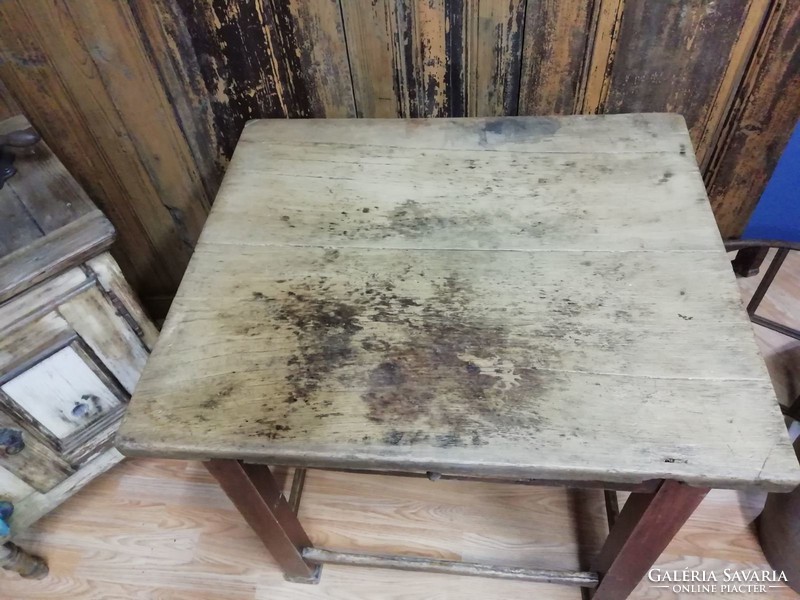 Konyhai asztal, fiókos régi paraszt asztal, 19. századvégi keményfa asztal