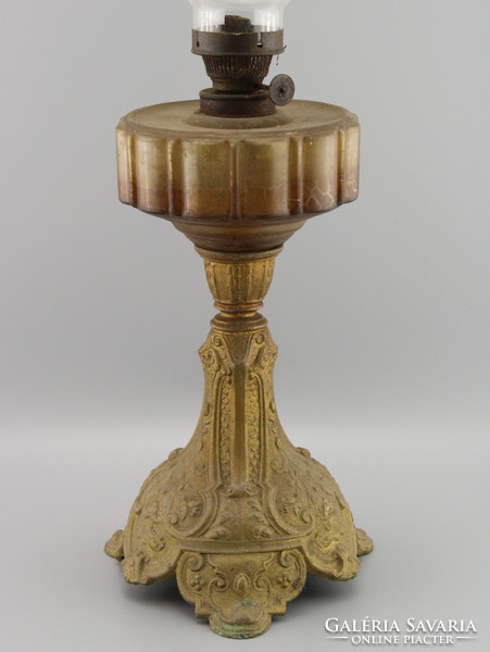 Rare antique bronze kerosene lamp