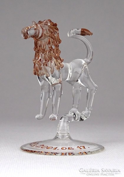 1E421 Kisméretű fújt üveg állat oroszlán 7.5 cm