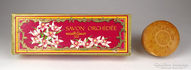 1E593 Régi francia Roger & Gallet Savon Orchidée szappan díszdobozban