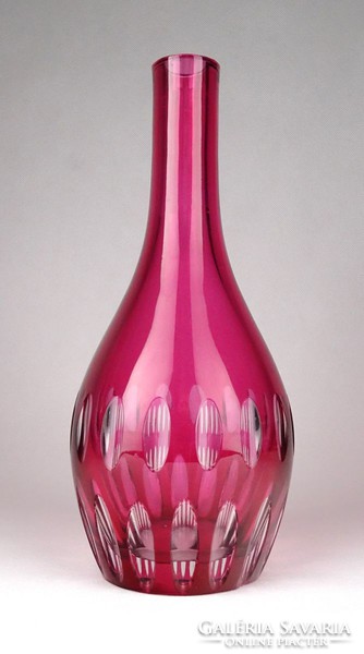 1E717 Régi rózsaszín színezett csiszolt rétegelt üveg váza 24 cm