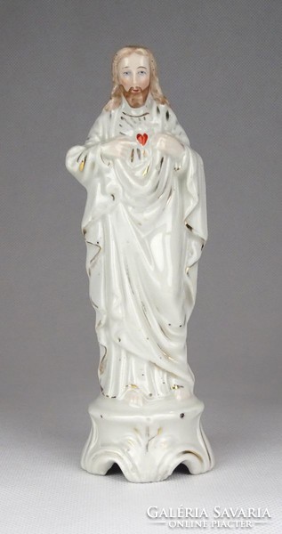 1E750 Antik kézzel festett Jézus krisztus porcelán szobor 15 cm