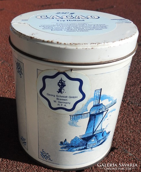 Retro - kb. 40 éves - pléh kakaós doboz - Holland kakaó Nyugatnémet termék