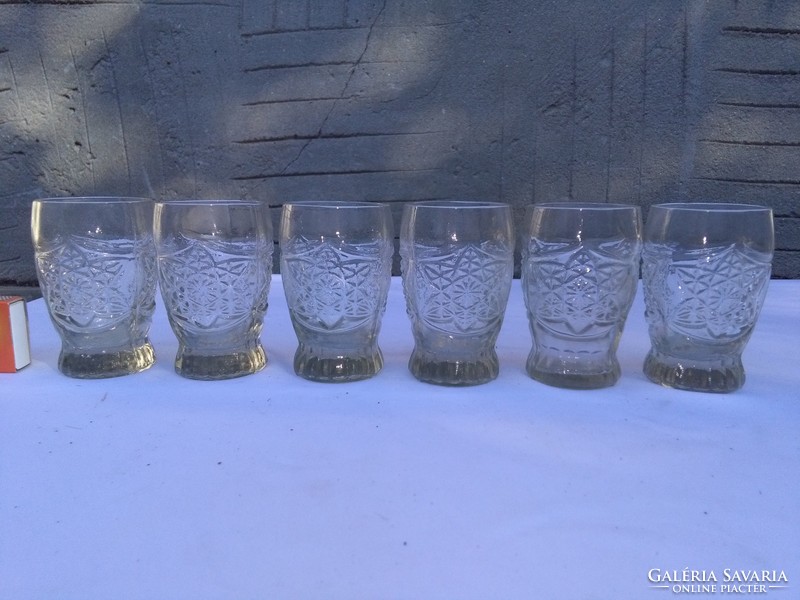 Hat darab retro, domború mintás üveg pohár