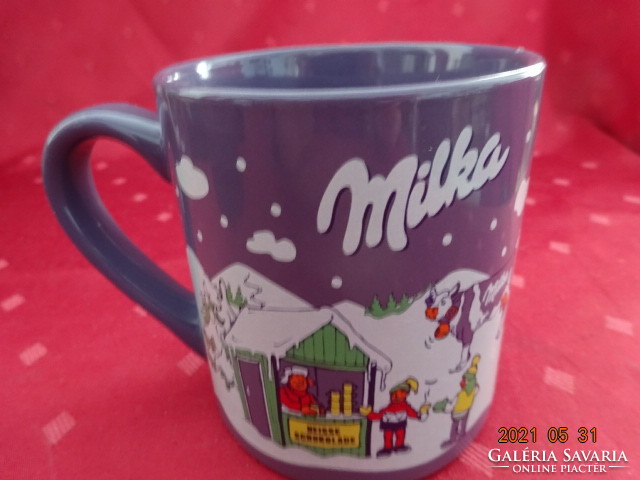 German ceramic cup, milka purple, with Christmas sticker., Height 10 cm. He has! Jókai.