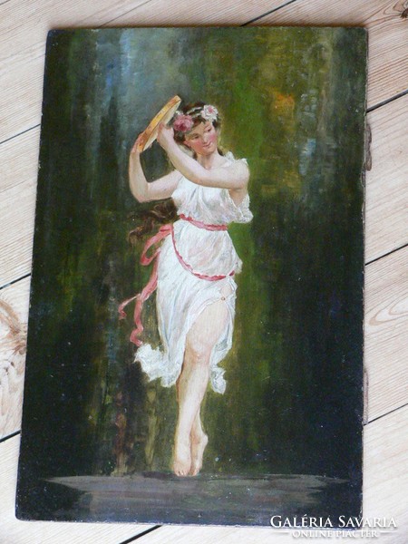 Dancer - antique oil painting on wooden panel