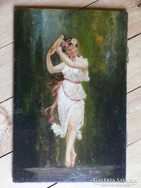Dancer - antique oil painting on wooden panel