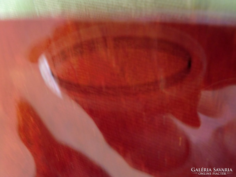 Üveg tál asztalközépre piros 30x30 cm