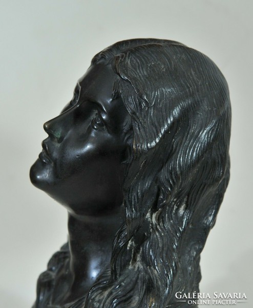 Szent Johanna antik bronz portré 19.század
