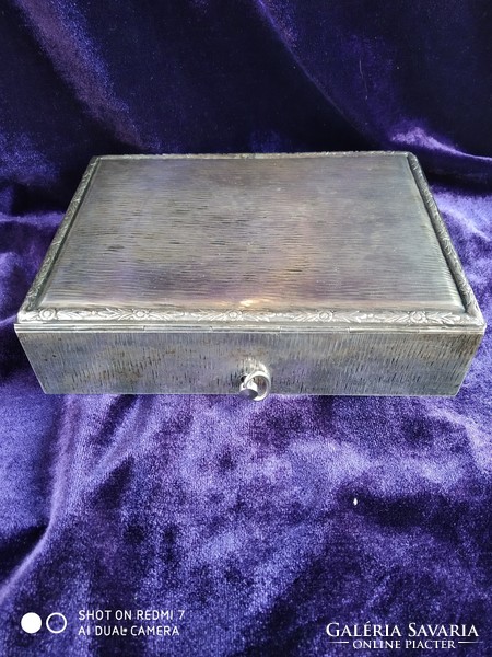 Silver-plated musical card box (Swiss music structure)