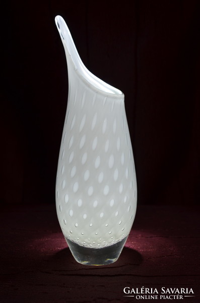 Szakított héjalt üveg váza buborék díszítéssel  ( DBZ 0028 )
