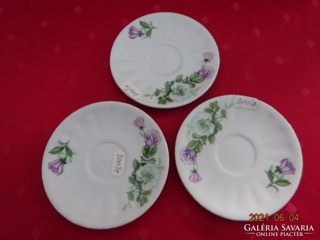 Chinese porcelain coffee cup placemat with purple rose pattern, diameter 12 cm. He has!