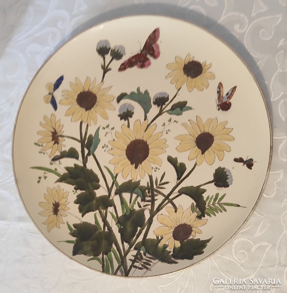Antique 1800s josef steidl znaim, 39 cm marked wall lamp, butterfly, flowers, Hungarian painter!
