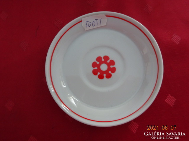 Hollóház porcelain, red patterned coffee cup coaster, diameter 11 cm. Jókai.