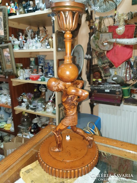 Régi Felújított figurális bronz asztali lámpa