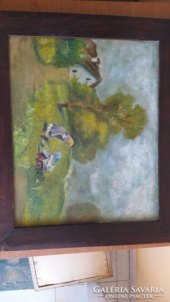 Antik festmény 51x59 cm kerettel, szignózott
