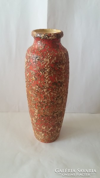 Tófej floor vase - multicolored, with ragged glaze, marked, flawless, 38 cm