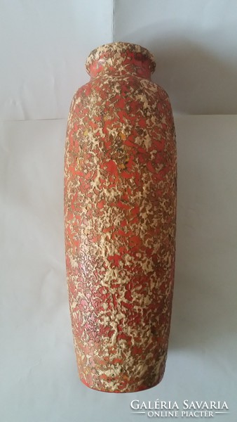 Tófej padlóváza - többszínű, rücskös mázzal, jelzett, hibátlan, 38 cm