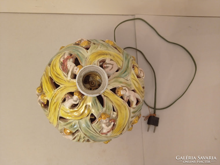 Antik jelzés nélküli Capo di monte porcelán sokalakos lámpa régi vezetékezéssel   4213