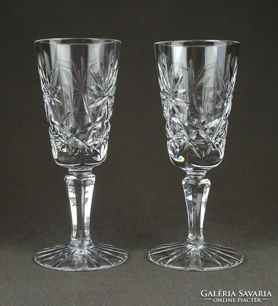 1B230 Csiszolt üveg talpas kristály pohár pár 13 cm