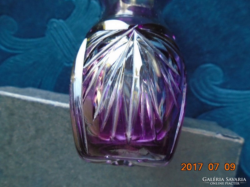 Kézzel csiszolt Ametiszt üveg vastagfalú   váza