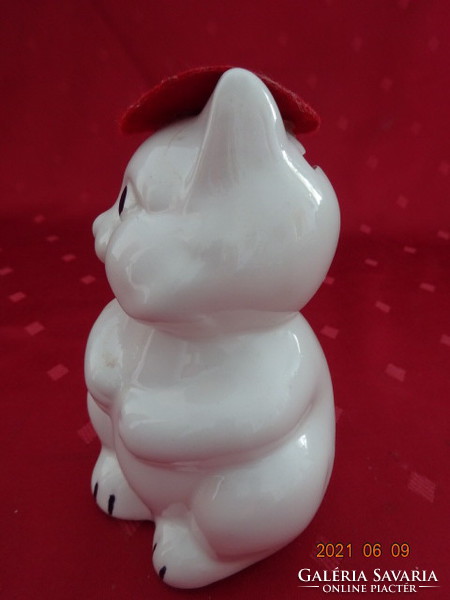Német porcelán figura, ülő cica - persely, magassága 13 cm. Vanneki!