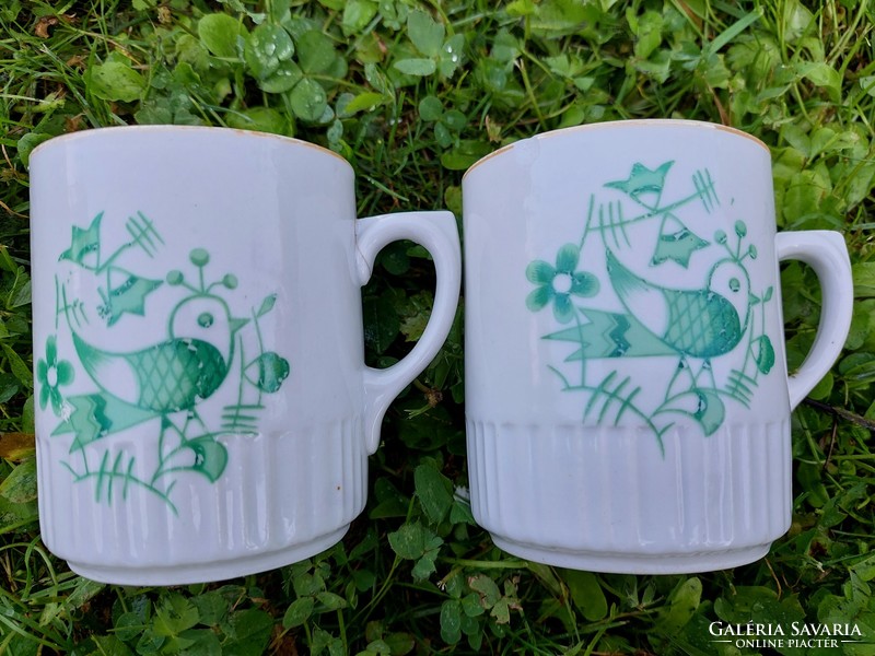 Pair of Zsolnay bird-patterned ham rare mugs 2 pcs