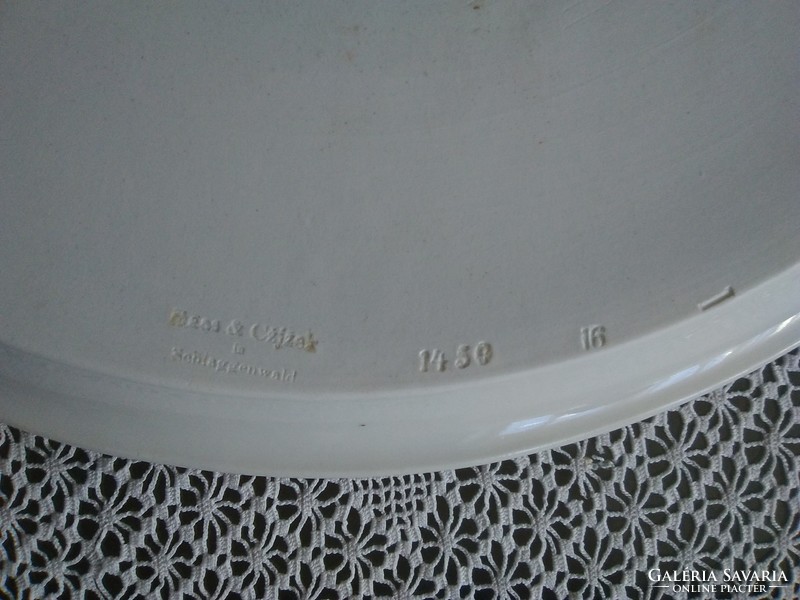 Haas&Czjzek in Schlaggenwald jelzéssel porcelán tálca, kézi festéssel 1800-as évekből!