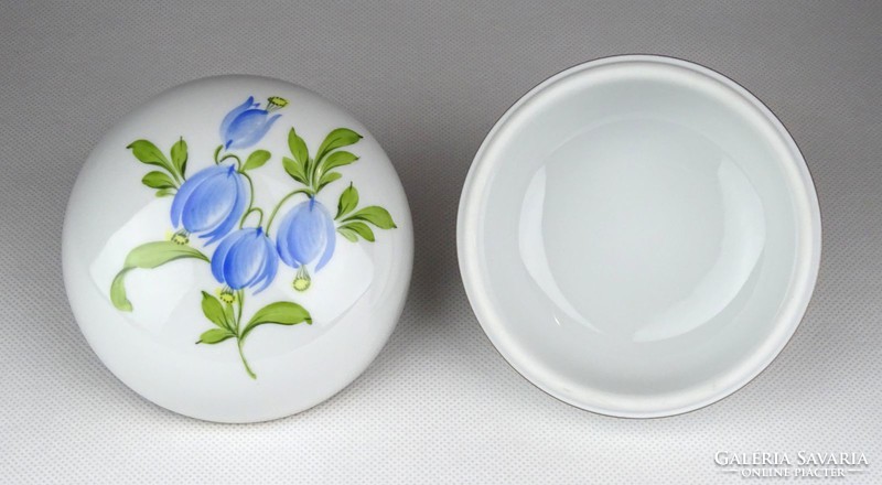 1E977 Kék virágos Herendi porcelán bonbonier