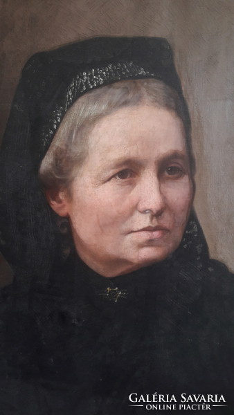Idős nő portréja -  "Brust" jelzés, XIX. század, antik (olaj-vászon 55x69) arckép