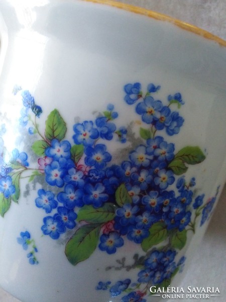 Kék nefelejcs mintás - Zsolnai porcelán, tejfölös tároló