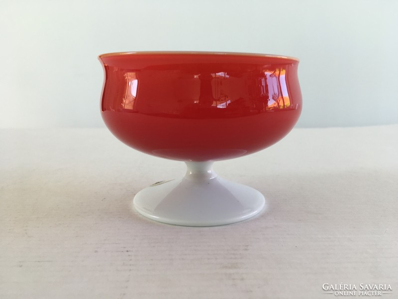 Retro, vintage Murano 2db opálüveg pohár: türkizkék-fehér / piros-fehér