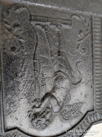 Antik kandalló mögé való öntött vas öntöttvas hátfal 18.-19. század kályha angyal gyűjtői ritkaság
