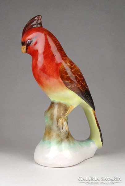 1F033 Régi nagyméretű Bodrogkeresztúri kerámia papagáj 19.5 cm