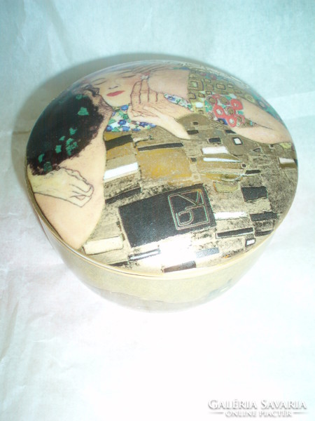 Goebel porcelán dobozka Gustav Klimt dekorral