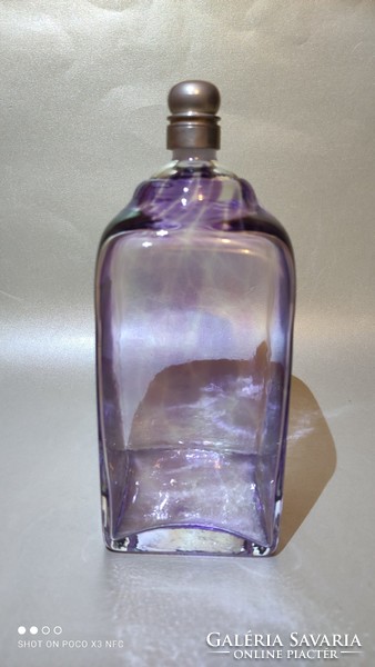 Most megéri áron adom! 20 cm antik régi üveg buttelia flaska parfümös ón kupakos lila márványos szín