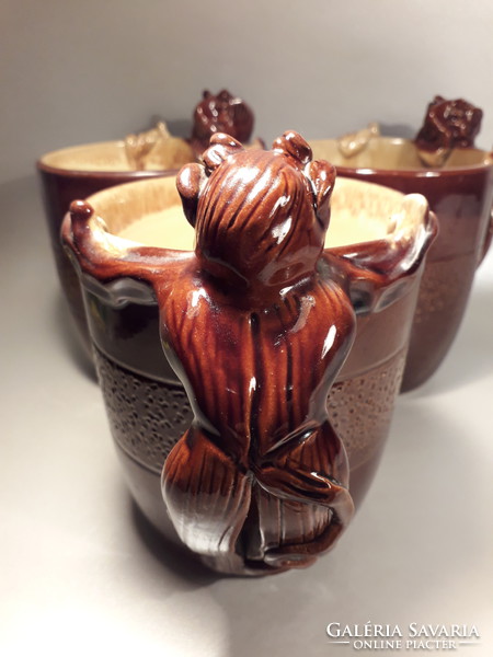 Rare faunus devilish ceramic jug, unmarked, three pieces together