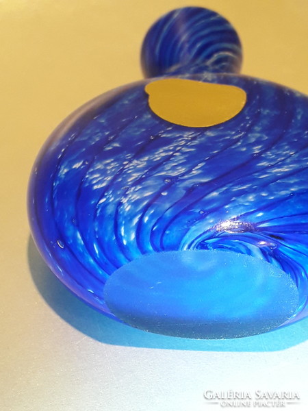 Mini vase with royal blue striped glass snuff holder