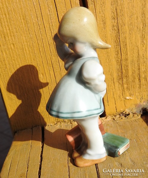 Books make you smart... - Little girl from Herend - antique figurine