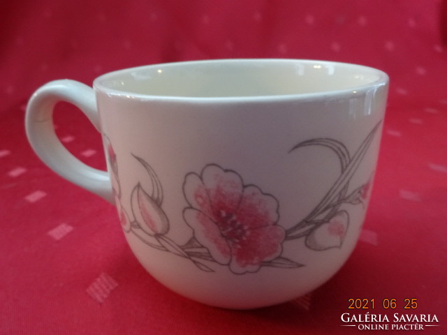 Angol porcelán, vastag falú teáscsésze rózsaszín virággal. Vanneki!