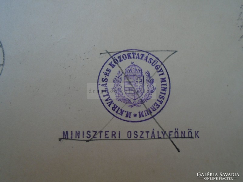 G2021.125 Régi levél  Magyar kir. Vallás és Közoktatásügyi Minisztérium - NAGYLÓZS PINNYE 1942