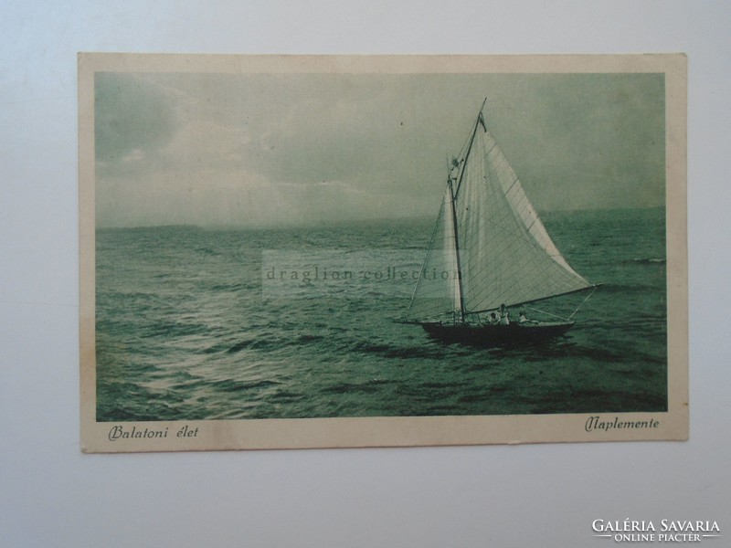 G2021.123   Képeslap  Balaton - Naplemente - vitorlás - 1927   Mihálcsik