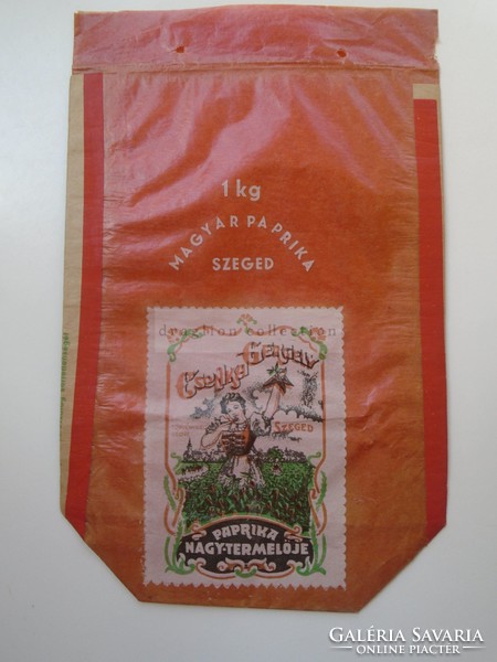 G2021.151  1 kg Magyar Paprika  SZEGED Csonka Gergely nagytermelő - csomagoló zacskó 1920-40 körül