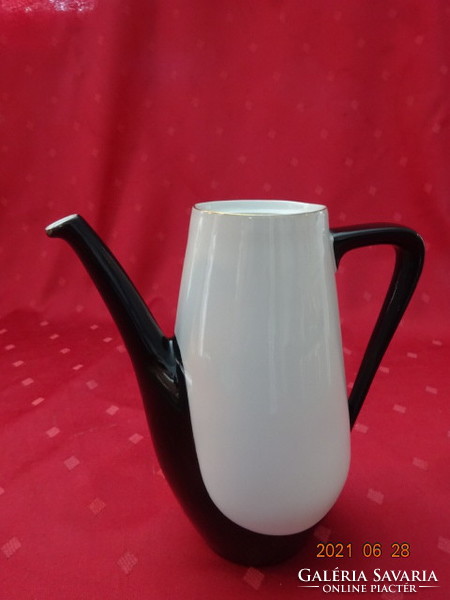 Hollóház porcelain coffee pot, color black / white, without lid. He has!