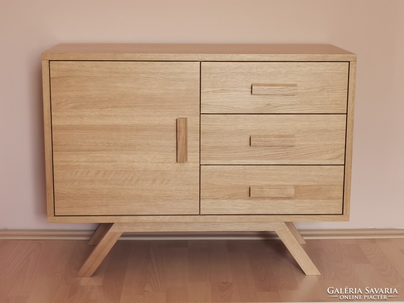 Mid century style chest of drawers / solid oak / space age / designer