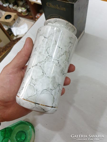 Aranyozott porcelán váza