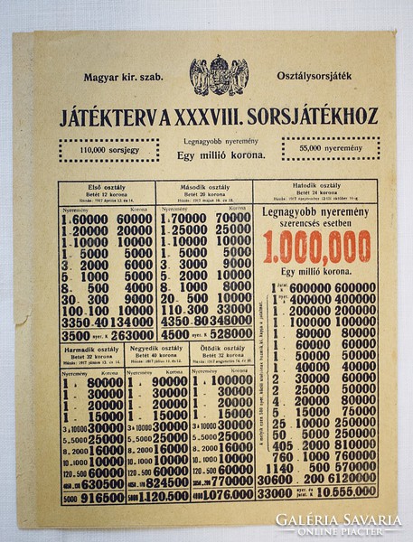 Antik sorsjegy Hozom a szerencseszámokat Gorzó és Társa Szerencseházából 1917 április