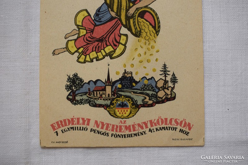 Szerencsés pénzelhelyezés az a erdélyi nyereménykölcsön reklám papír háború előtti